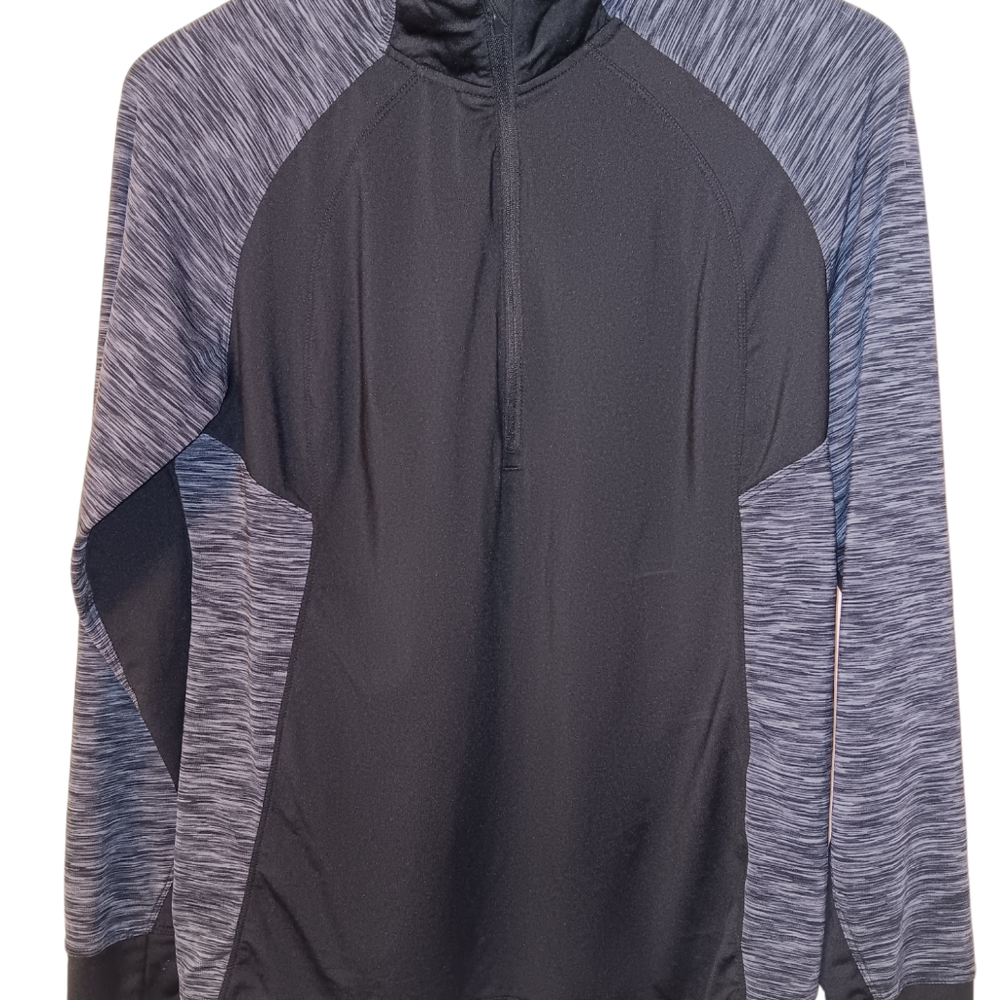 Danskin Now Pullover Semi-Fitted Athletic Jacket Size Large (12-14) Blk/Gray